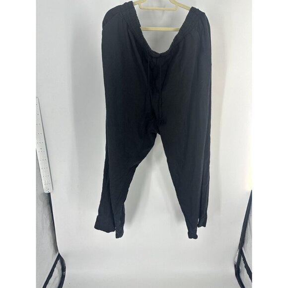 Lane Bryant Womens Black Linen Blend Pockets Drawstring Pants Size 20 Relaxed - Picture 3 of 5